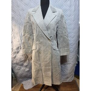 Vintage Count Romi Ultrasuede Double Breasted Trench Coat Gray Union Made 18 PTP